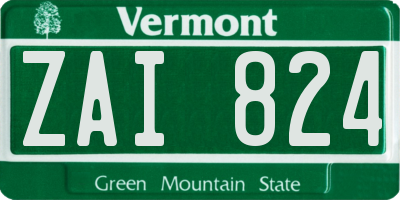 VT license plate ZAI824
