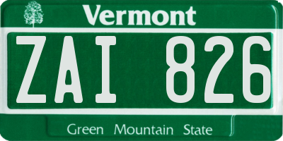 VT license plate ZAI826