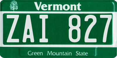 VT license plate ZAI827