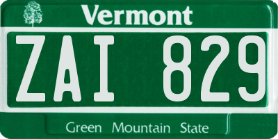 VT license plate ZAI829