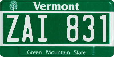 VT license plate ZAI831