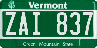VT license plate ZAI837