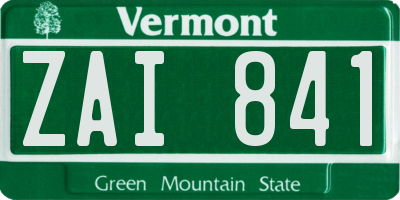 VT license plate ZAI841