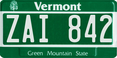 VT license plate ZAI842