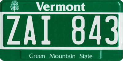 VT license plate ZAI843