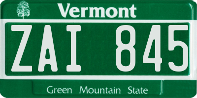 VT license plate ZAI845