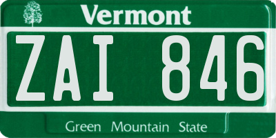 VT license plate ZAI846