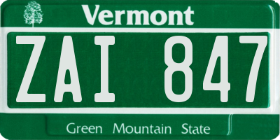 VT license plate ZAI847