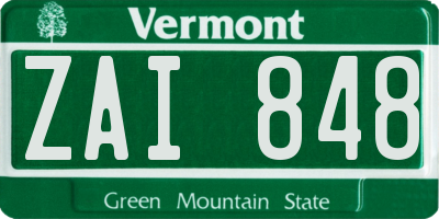 VT license plate ZAI848