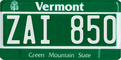 VT license plate ZAI850