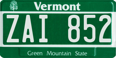 VT license plate ZAI852