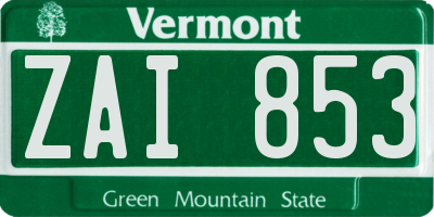 VT license plate ZAI853