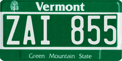 VT license plate ZAI855