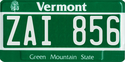 VT license plate ZAI856