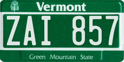 VT license plate ZAI857