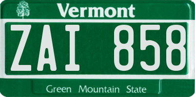 VT license plate ZAI858