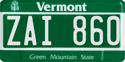 VT license plate ZAI860