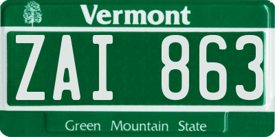 VT license plate ZAI863