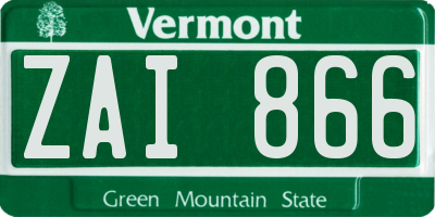 VT license plate ZAI866