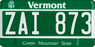 VT license plate ZAI873