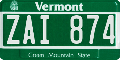VT license plate ZAI874