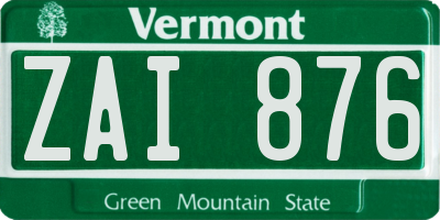 VT license plate ZAI876