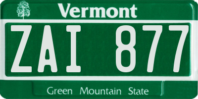 VT license plate ZAI877