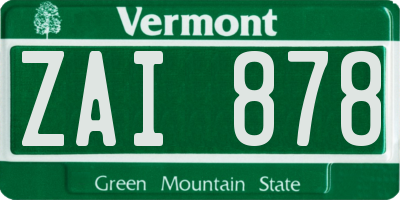 VT license plate ZAI878