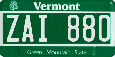 VT license plate ZAI880
