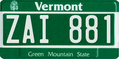 VT license plate ZAI881