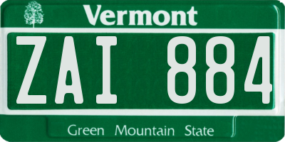 VT license plate ZAI884