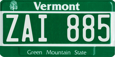 VT license plate ZAI885