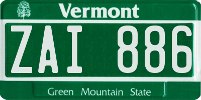 VT license plate ZAI886