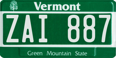 VT license plate ZAI887