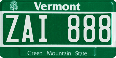 VT license plate ZAI888