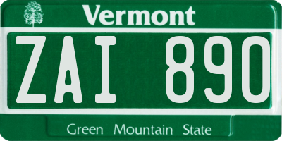 VT license plate ZAI890
