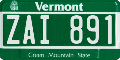 VT license plate ZAI891