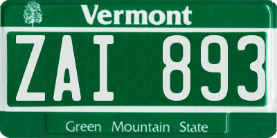 VT license plate ZAI893