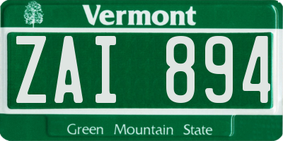 VT license plate ZAI894
