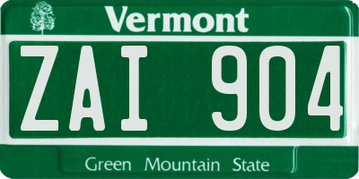 VT license plate ZAI904