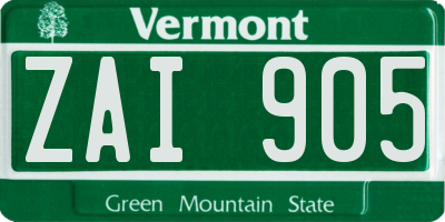 VT license plate ZAI905