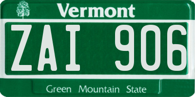 VT license plate ZAI906