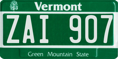 VT license plate ZAI907
