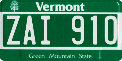 VT license plate ZAI910