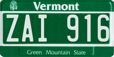VT license plate ZAI916