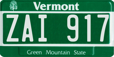 VT license plate ZAI917