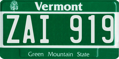 VT license plate ZAI919