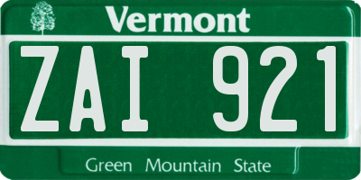 VT license plate ZAI921