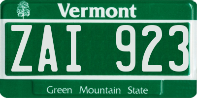 VT license plate ZAI923