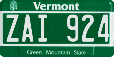 VT license plate ZAI924